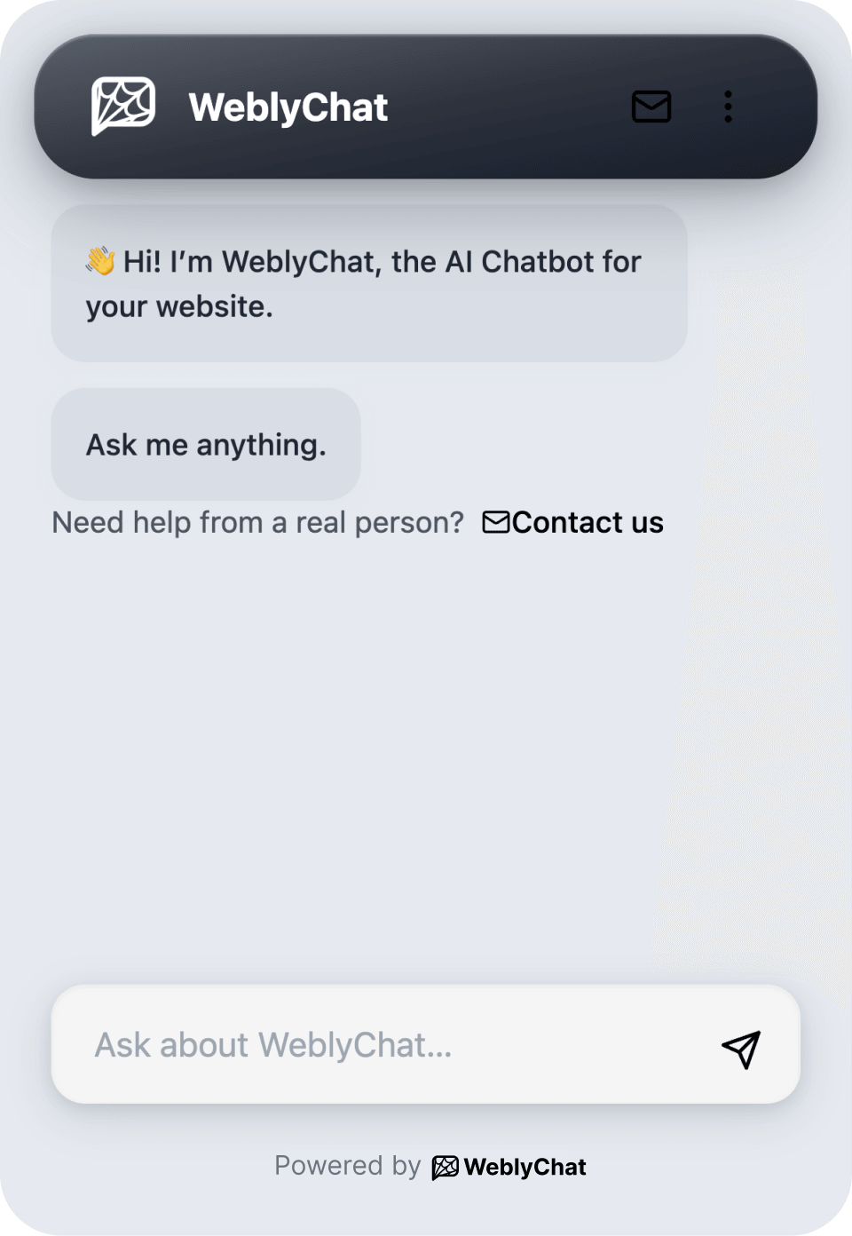WeblyChat widget preview for Webflow